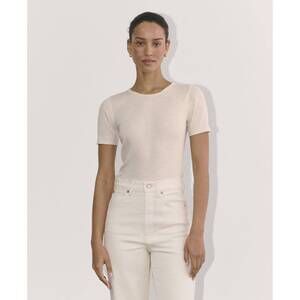Everlane Women's Luxe Rib Crew Neck T-Shirt in Heathered Oat, Size Small
